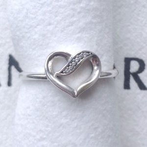 Pandora Dreams of Love Ribbon CZ Heart Ring New